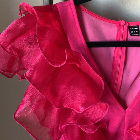 SHEIN hot pink ruffle romper - Picture 3 of 8